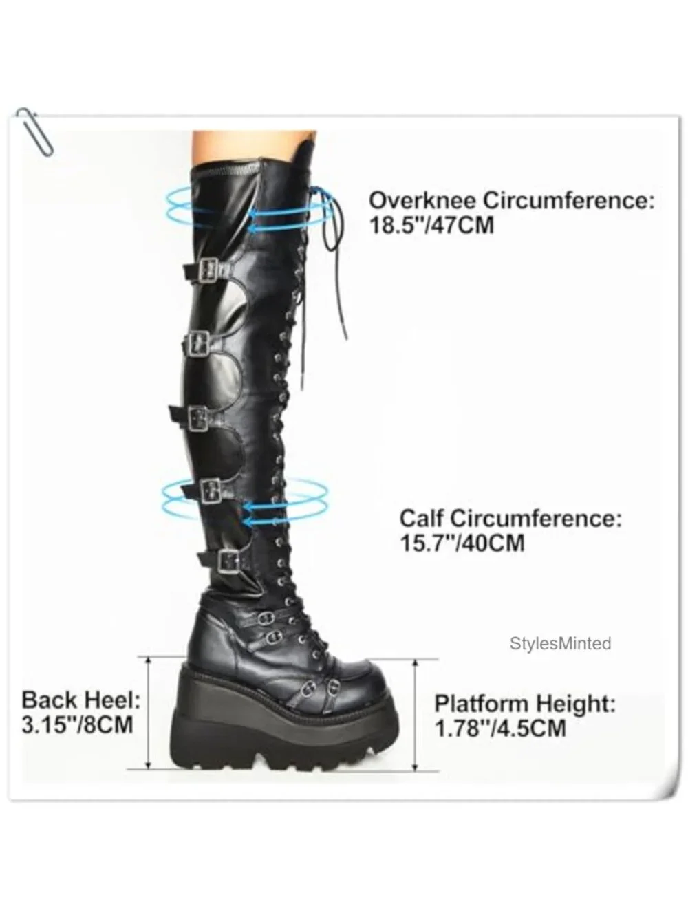 Thigh High Platform Boots for Women Chunky Heel Over Knee Lace Up Side Zip Goth